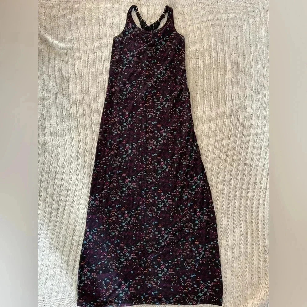 Mossimo Maxi Dress purple size S‎ flower pattern​
